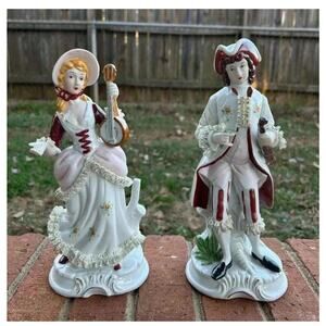 Vintage Victorian Man and Lady Colonial Historical 8” Figurine Made in Japan, G5